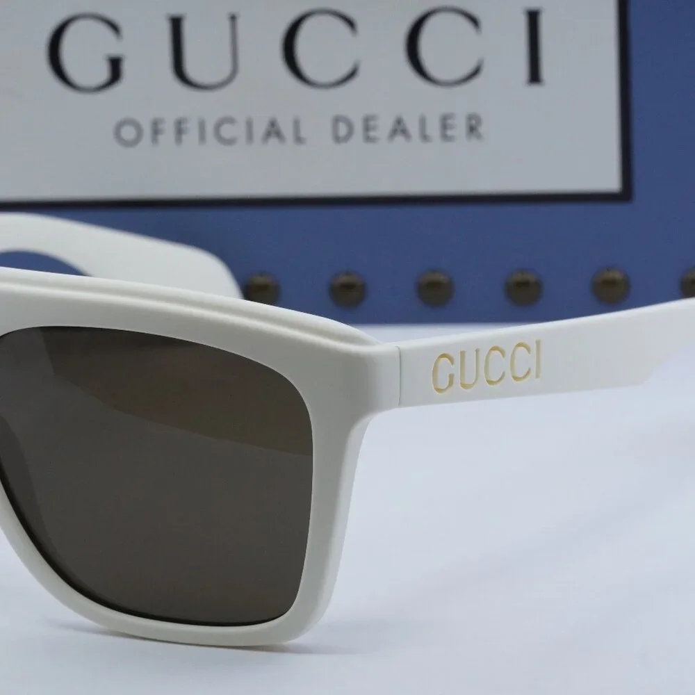Gucci GG1570S 003 Matte White/Brown Sunglasses